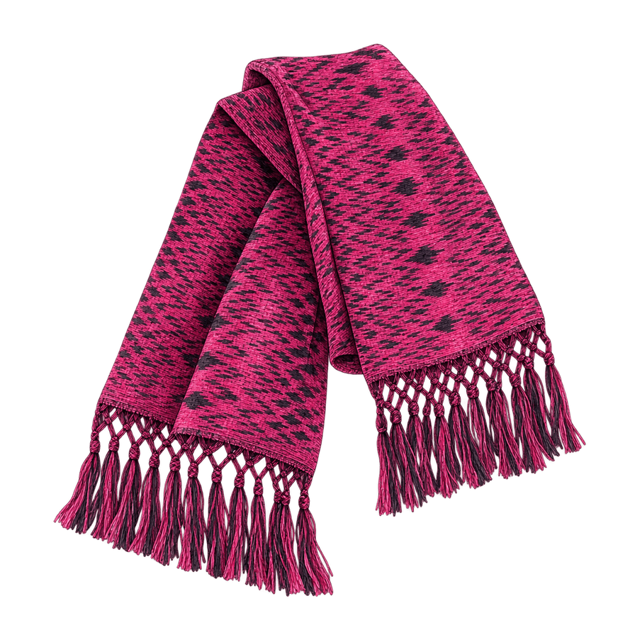 Rosa mexicano ikat rebozo, knotted fringe