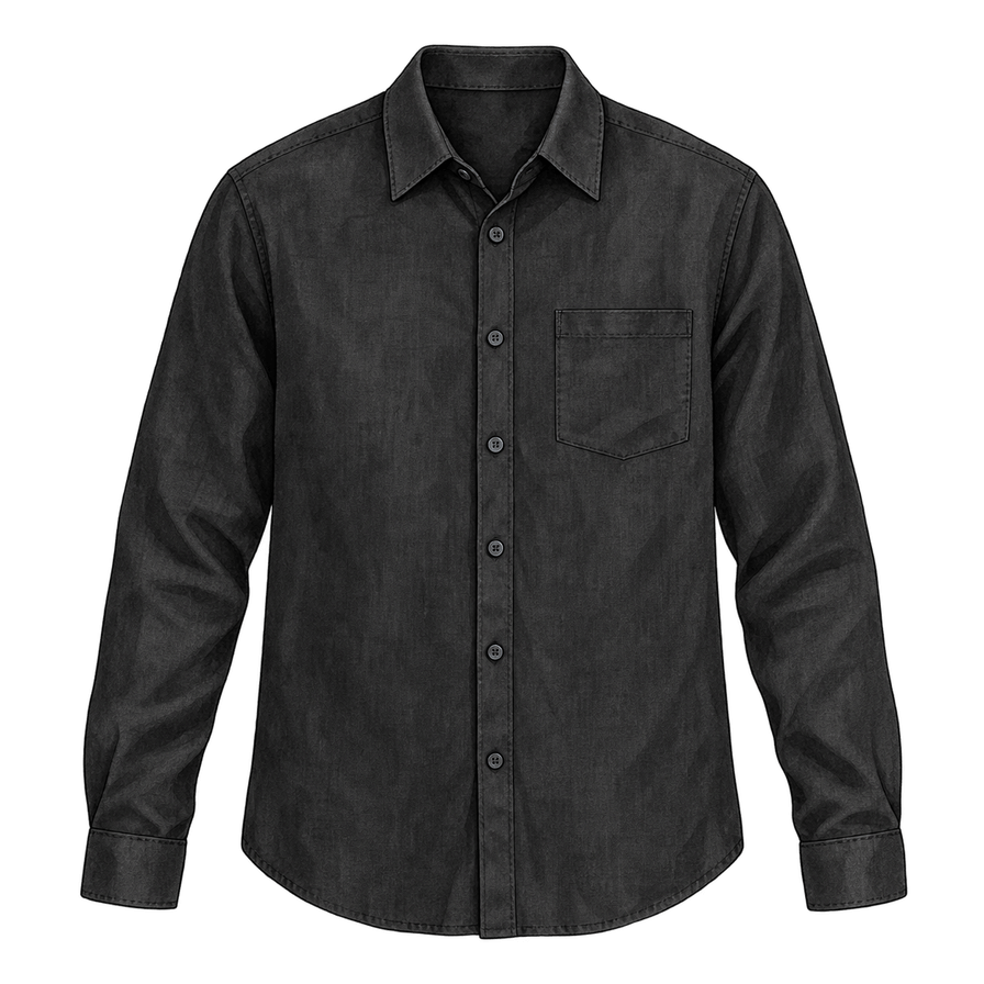 Men's black washed-linen button-down