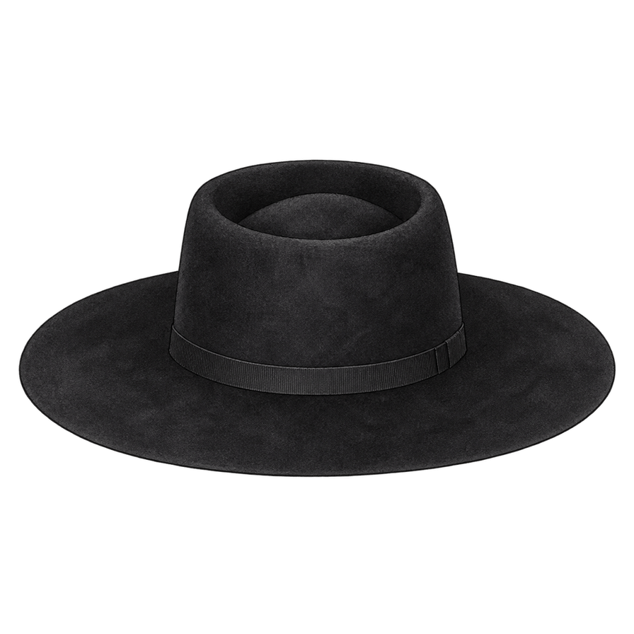 Black wool-felt wide-brim hat, grosgrain band