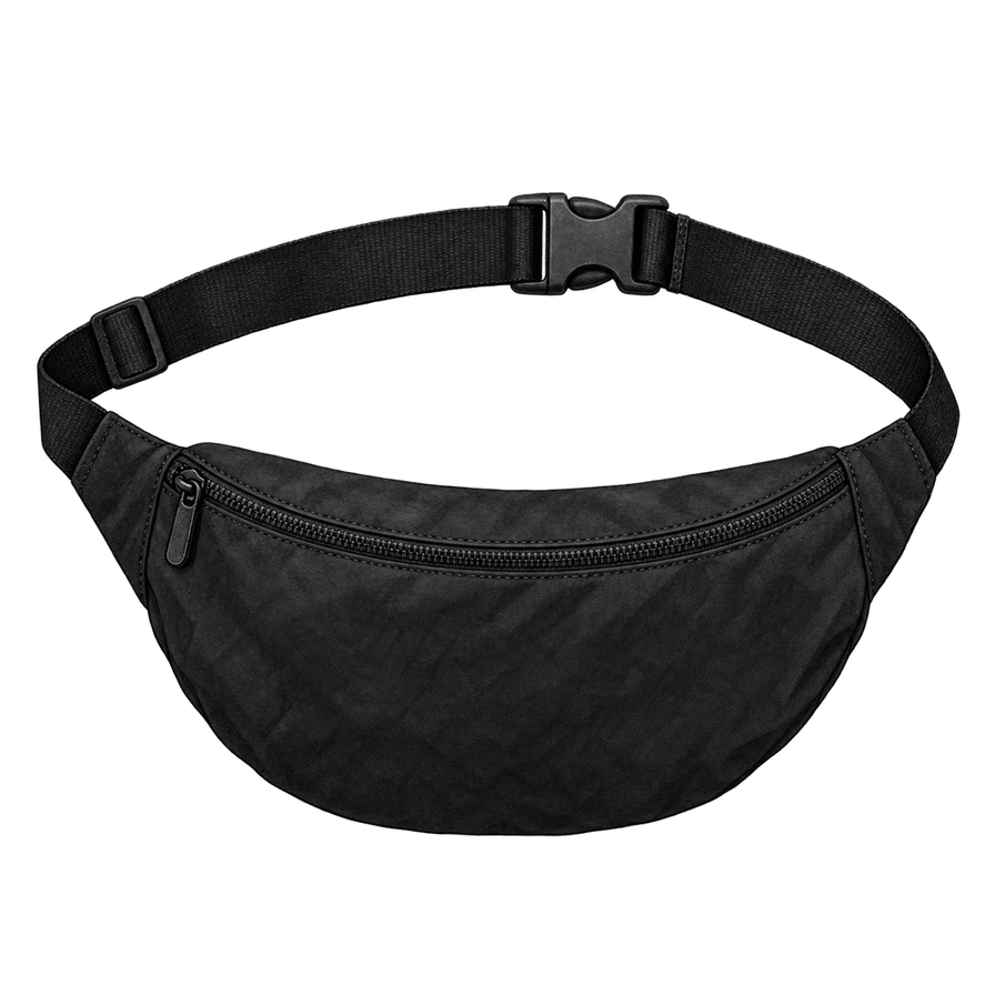 Black nylon crescent belt bag