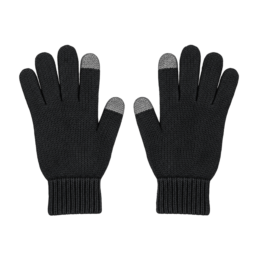 Thin black touchscreen knit gloves