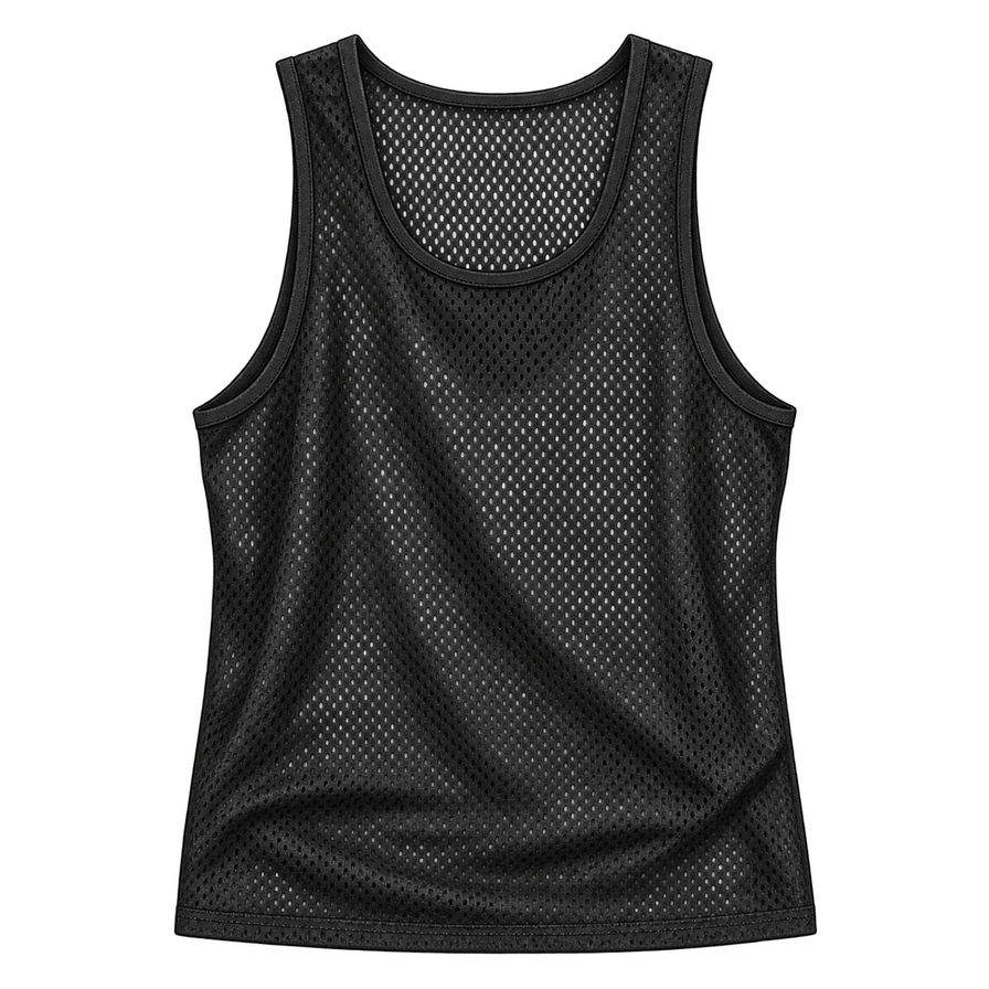 Men's black open-knit mesh tank