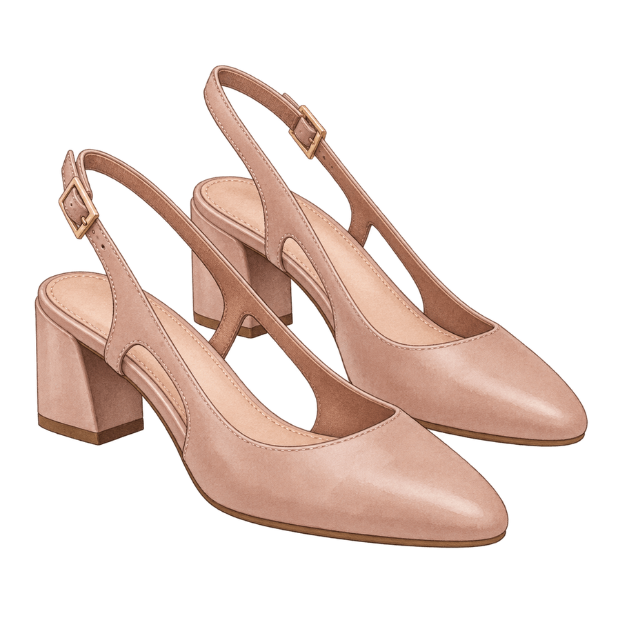 Nude Block-Heel Slingback Pumps