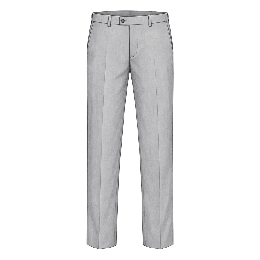 Pale dove-grey flat-front wool suit trousers