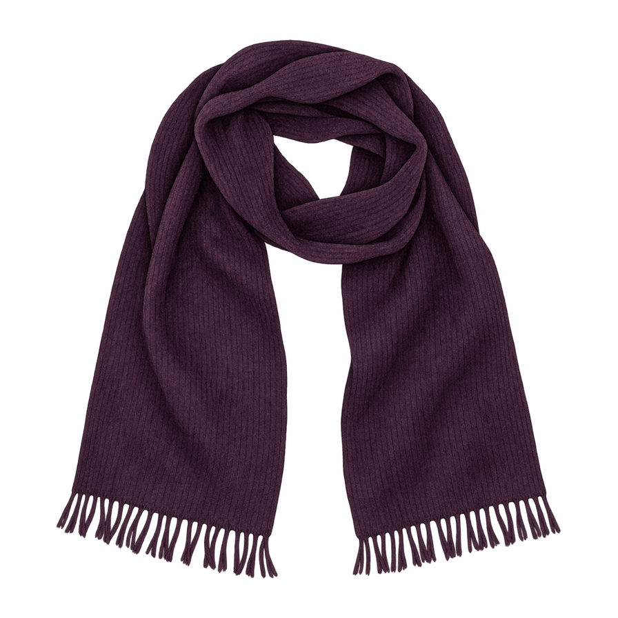 Deep plum ribbed lambswool scarf