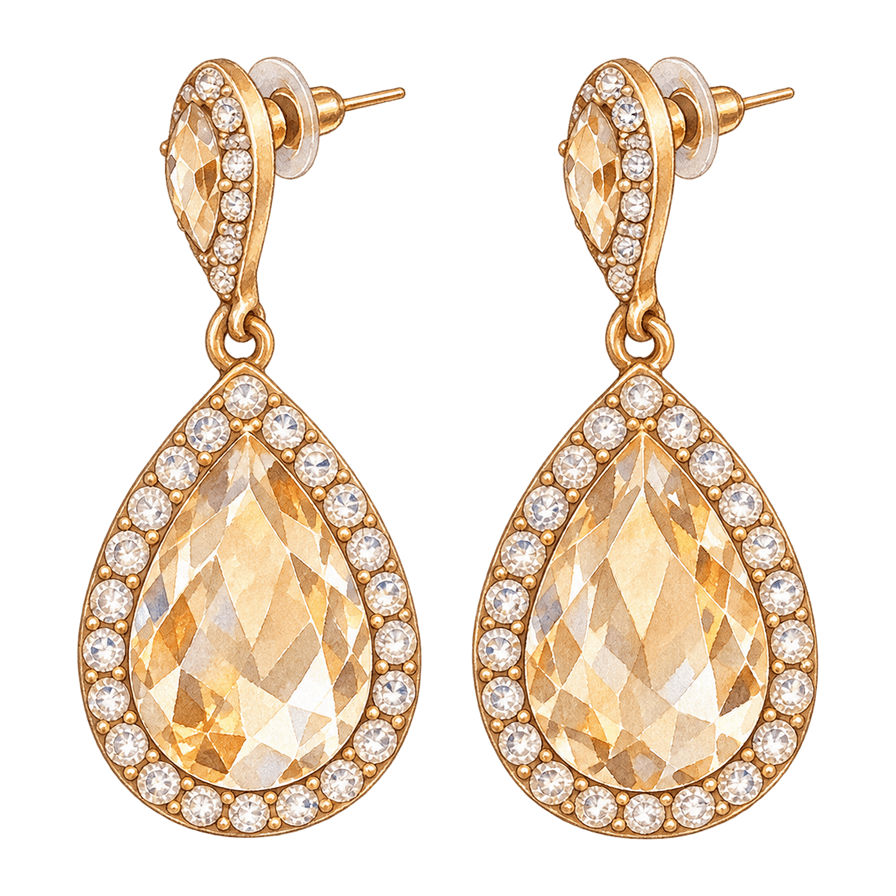 Champagne crystal teardrop earrings