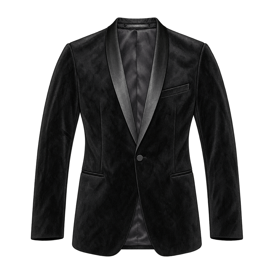 Black velvet shawl-lapel blazer