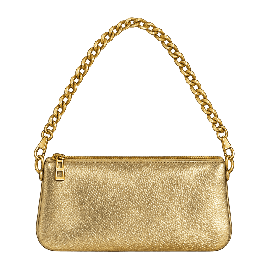 Gold metallic leather mini clutch