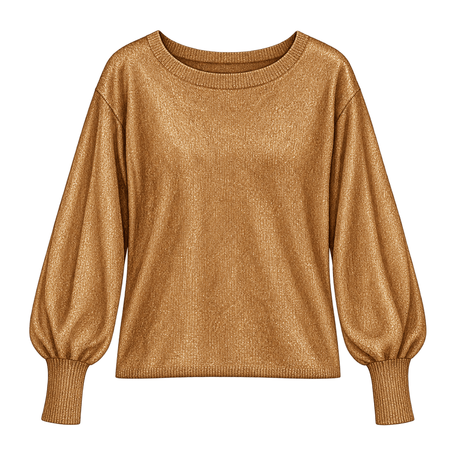 Antique-gold lurex crew-neck knit