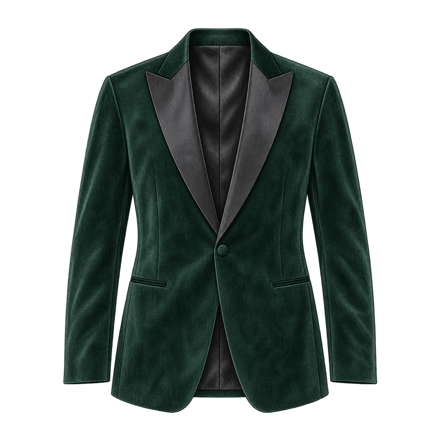 Bottle-green velvet dinner jacket