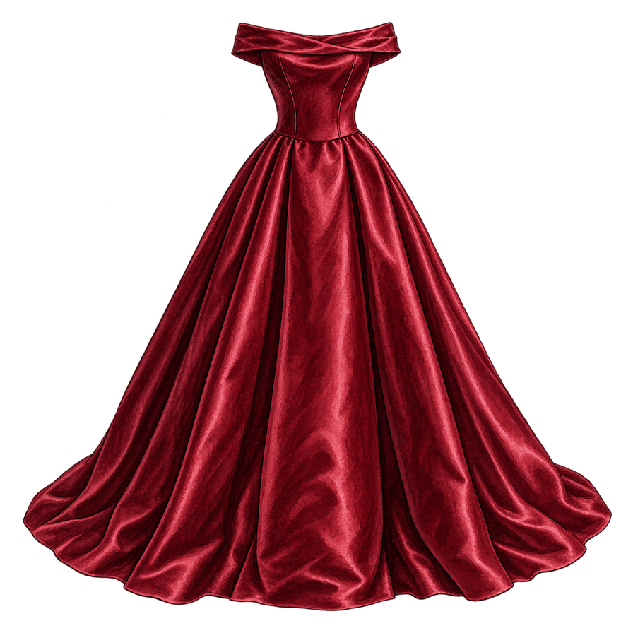 Garnet silk duchesse satin ball gown, floor length