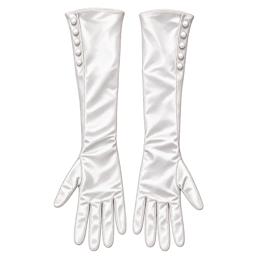 White above-the-elbow opera gloves