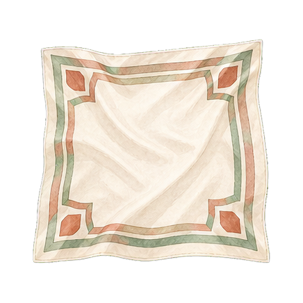 Ivory Sage Terracotta Silk Scarf