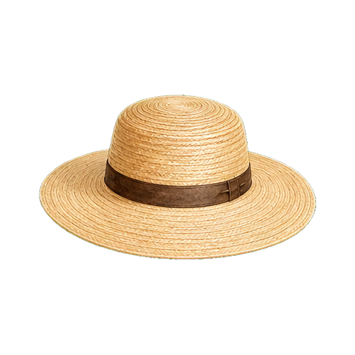Straw Hat With Chocolate Ribbon