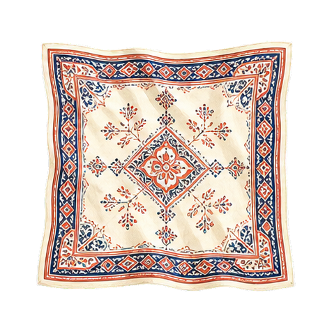 Coral Navy Silk Scarf