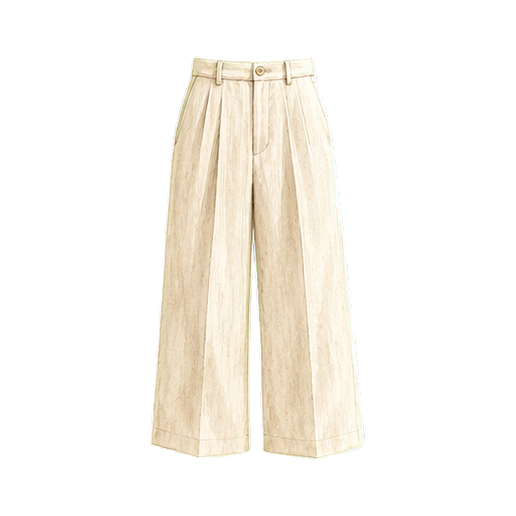 Oat Linen Wide-Leg Trousers