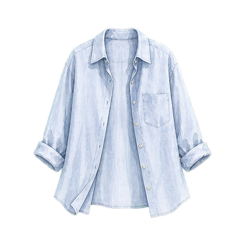 Powder Blue Linen Overshirt