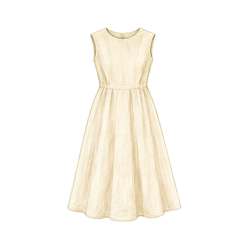 Cream Linen Midi Dress