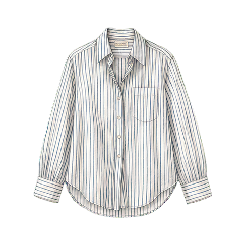 Navy-Stripe Cotton Button-Down