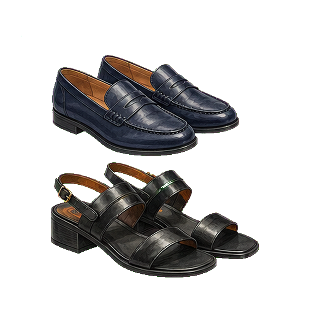 Closed-toe loafer + waterproof low-heel sandal