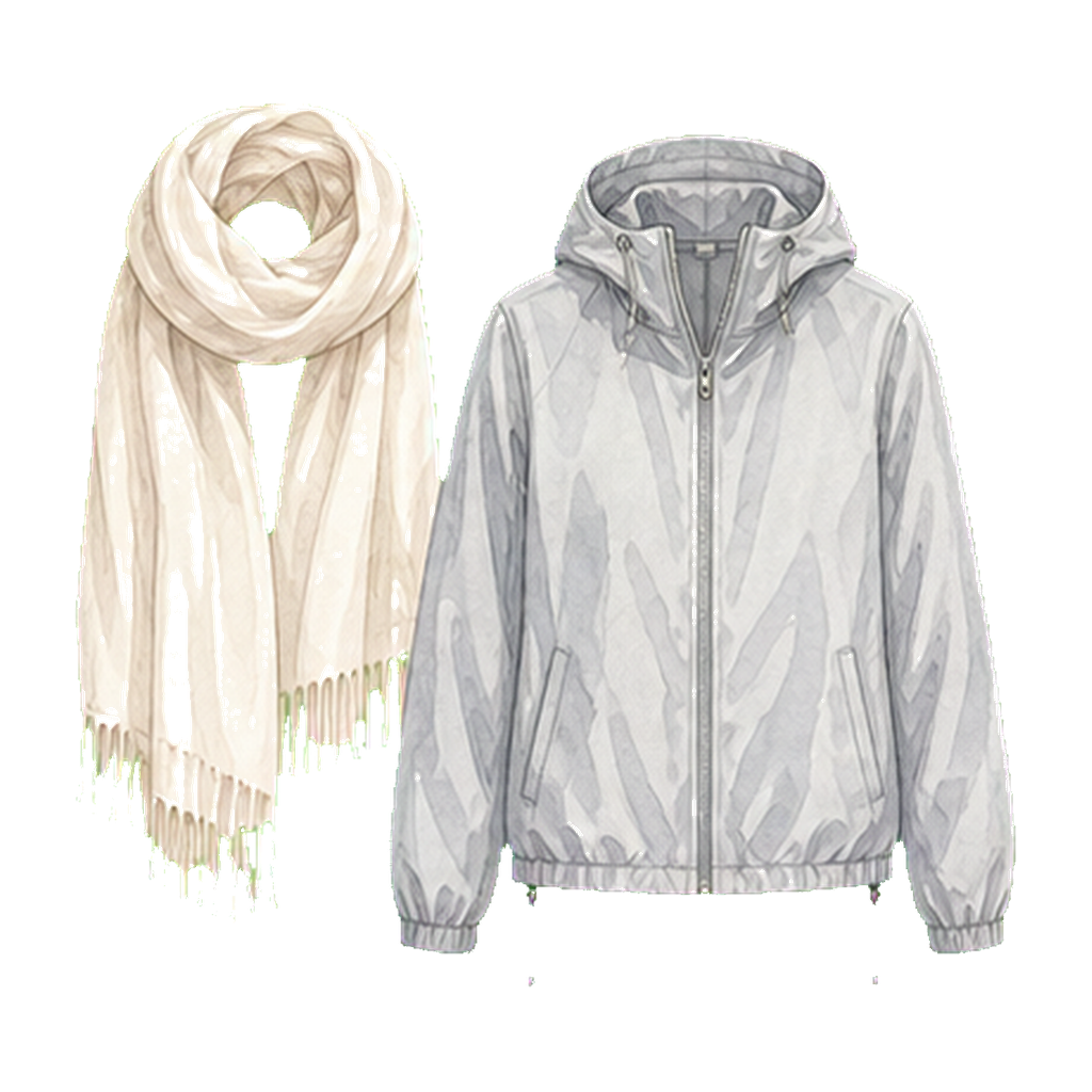 Light cardigan or pashmina + thin packable jacket