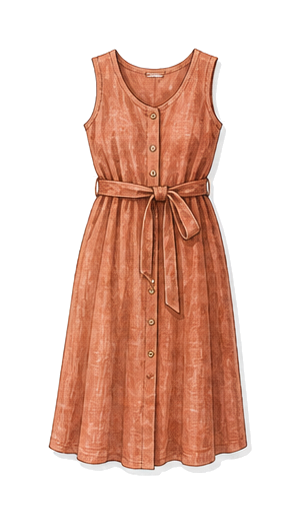 Midi Dress Linen Or Cotton