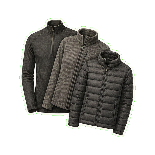 Smartwool Intraknit 250 base + Patagonia R1 mid + Patagonia Down Sweater under-shell