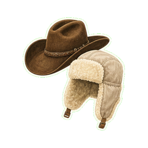 Jackson Hole Hat Company Stetson 100X felt cowboy hat + shearling trapper alternative