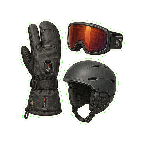 Hestra heated three-finger glove + Smith I/O MAG goggle + helmet