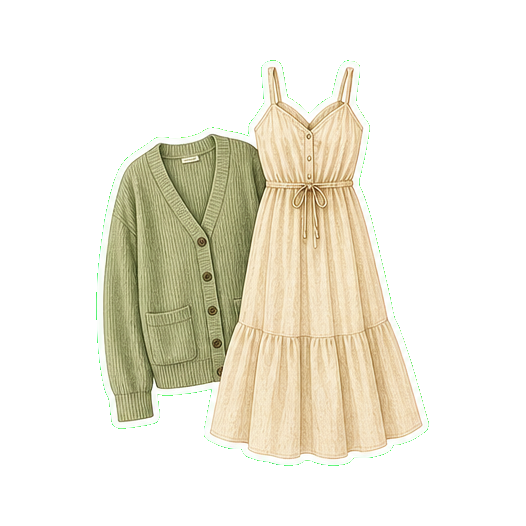 Lightweight cotton midi sundress + lightweight cardigan