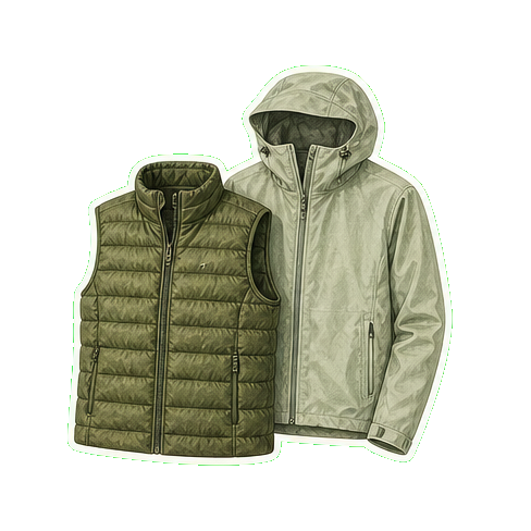 Patagonia Nano Puff vest + lightweight rain shell