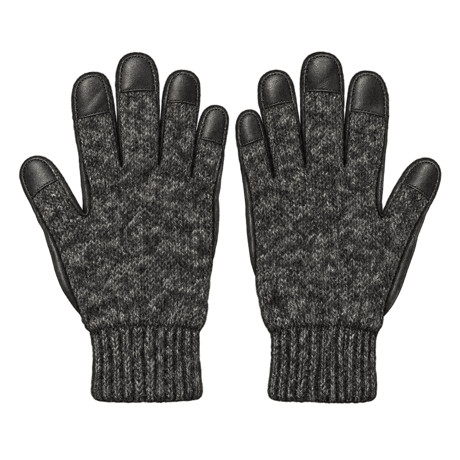 Charcoal Wool Leather-Palm Gloves