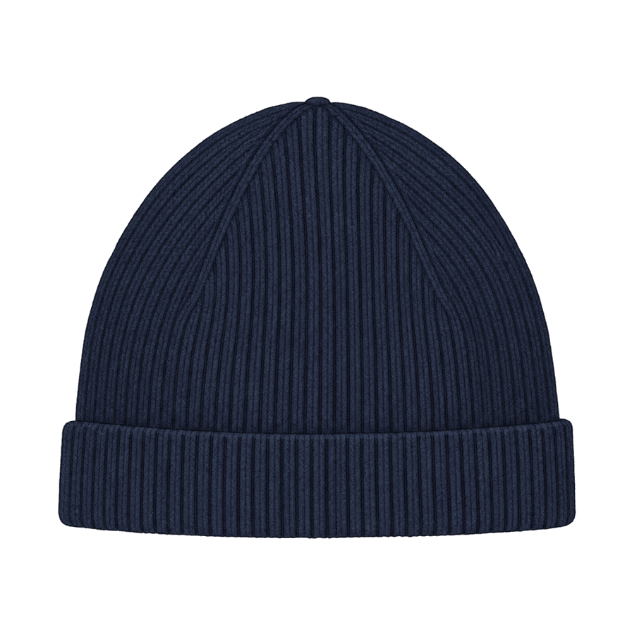 Navy Fine-Rib Merino Beanie