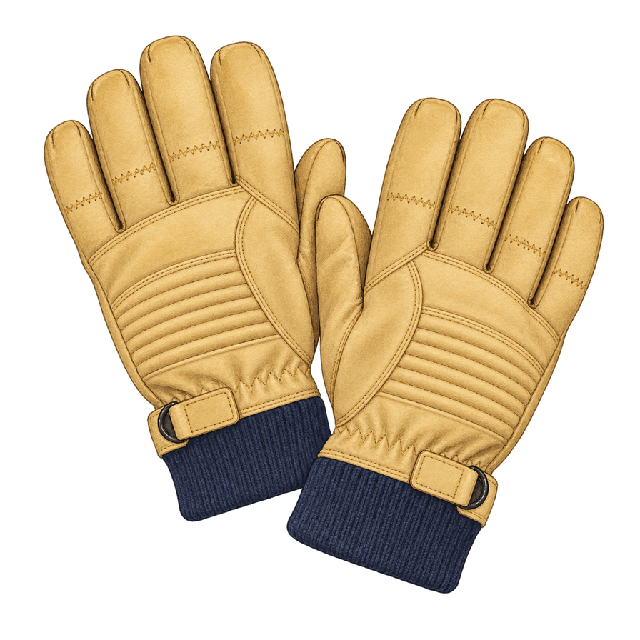 Tan Insulated Leather Ski Gloves