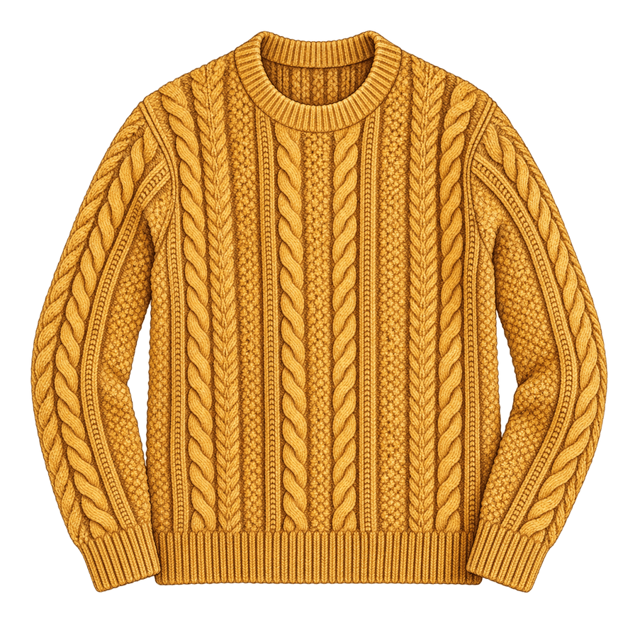 Old Gold Cable-Knit Crew
