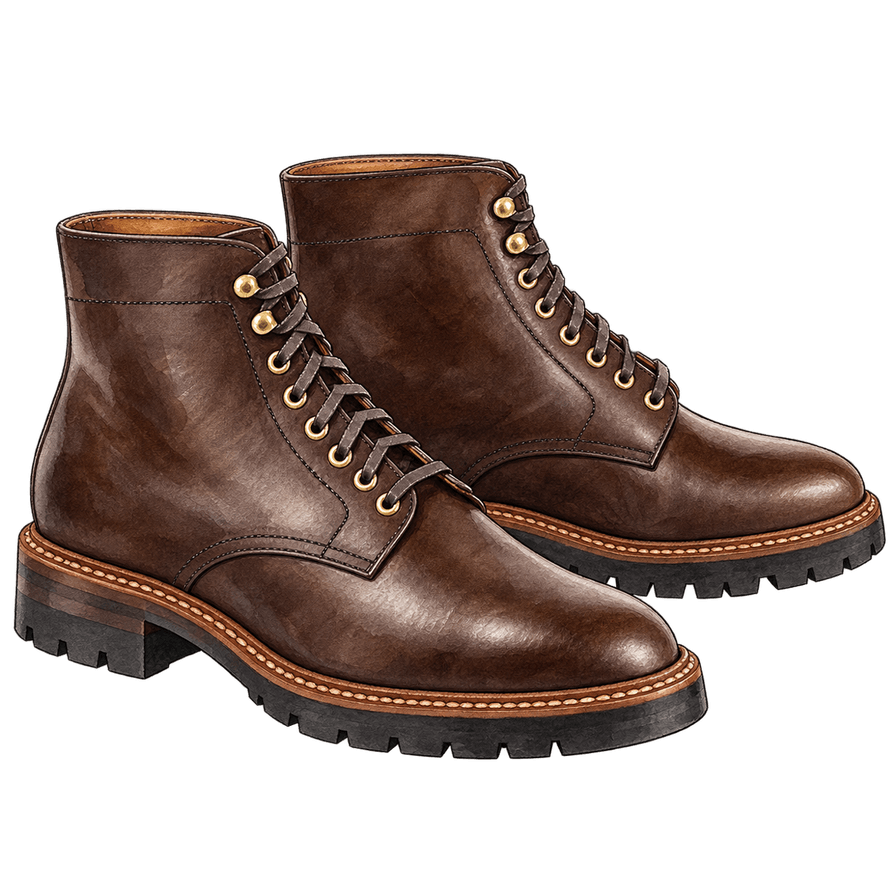 Dark Brown Lug-Sole Derby Boots