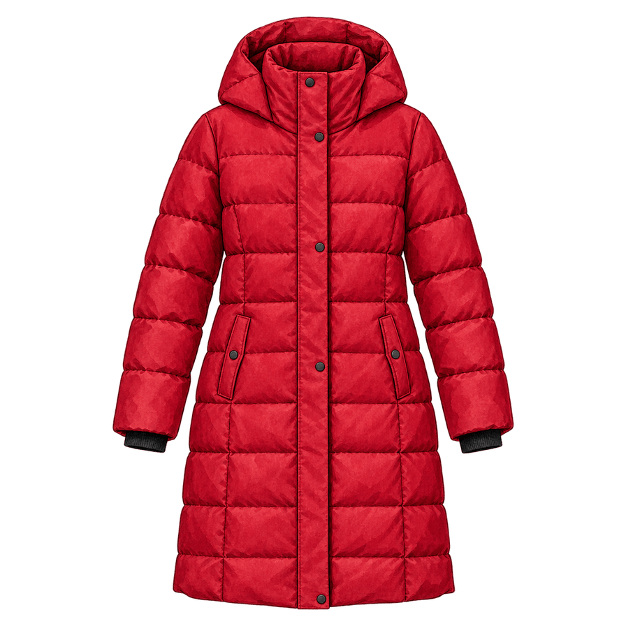 Cardinal Red Long Down Parka