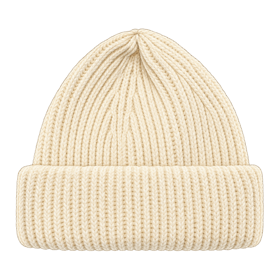 Cream Ribbed Wool Beanie