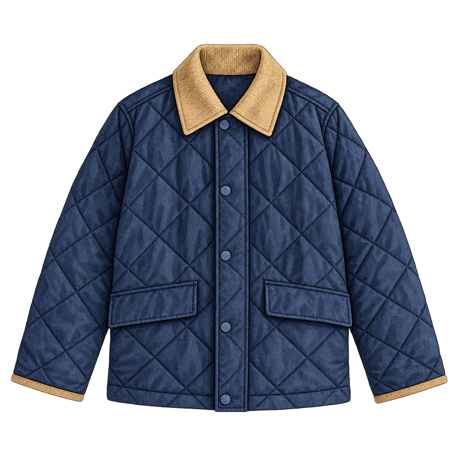 Navy Diamond-Quilted Jacket