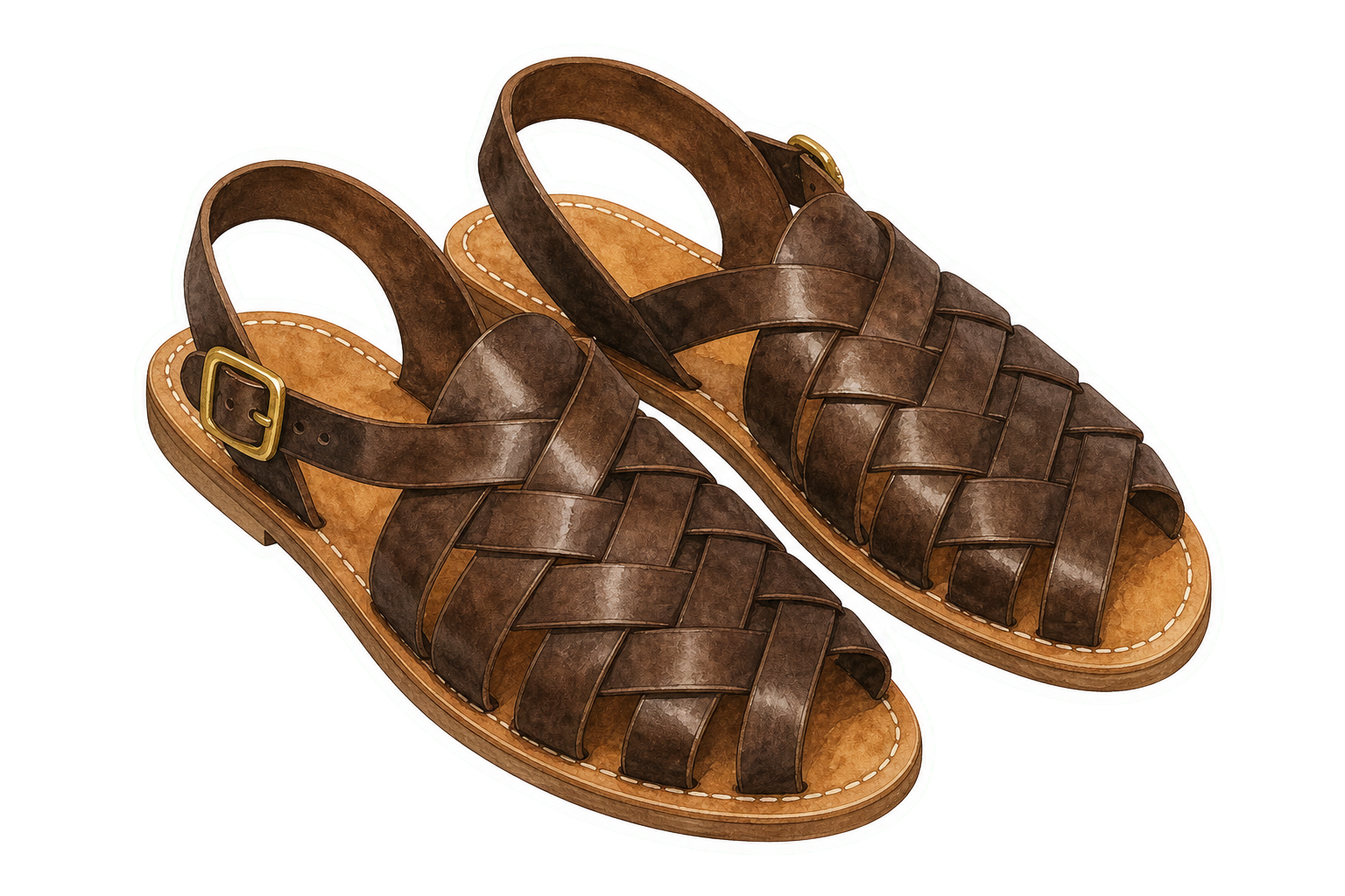 Dark Brown Leather Huarache Sandals