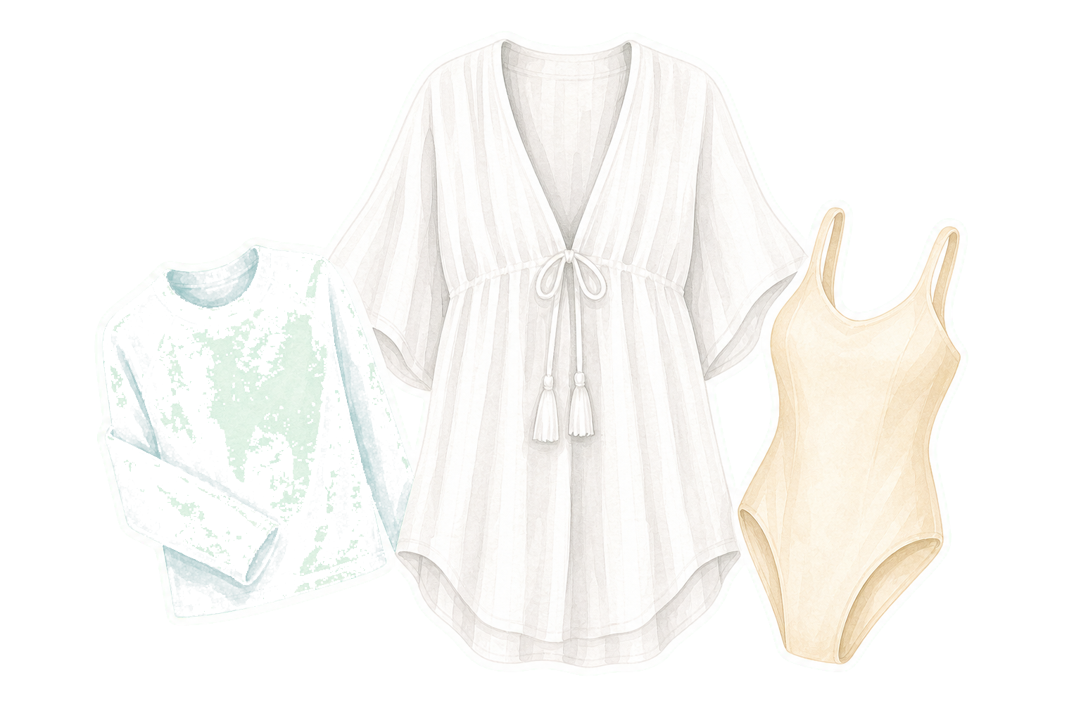 White Cover-Up Seafoam Rash Guard And Sand Swim