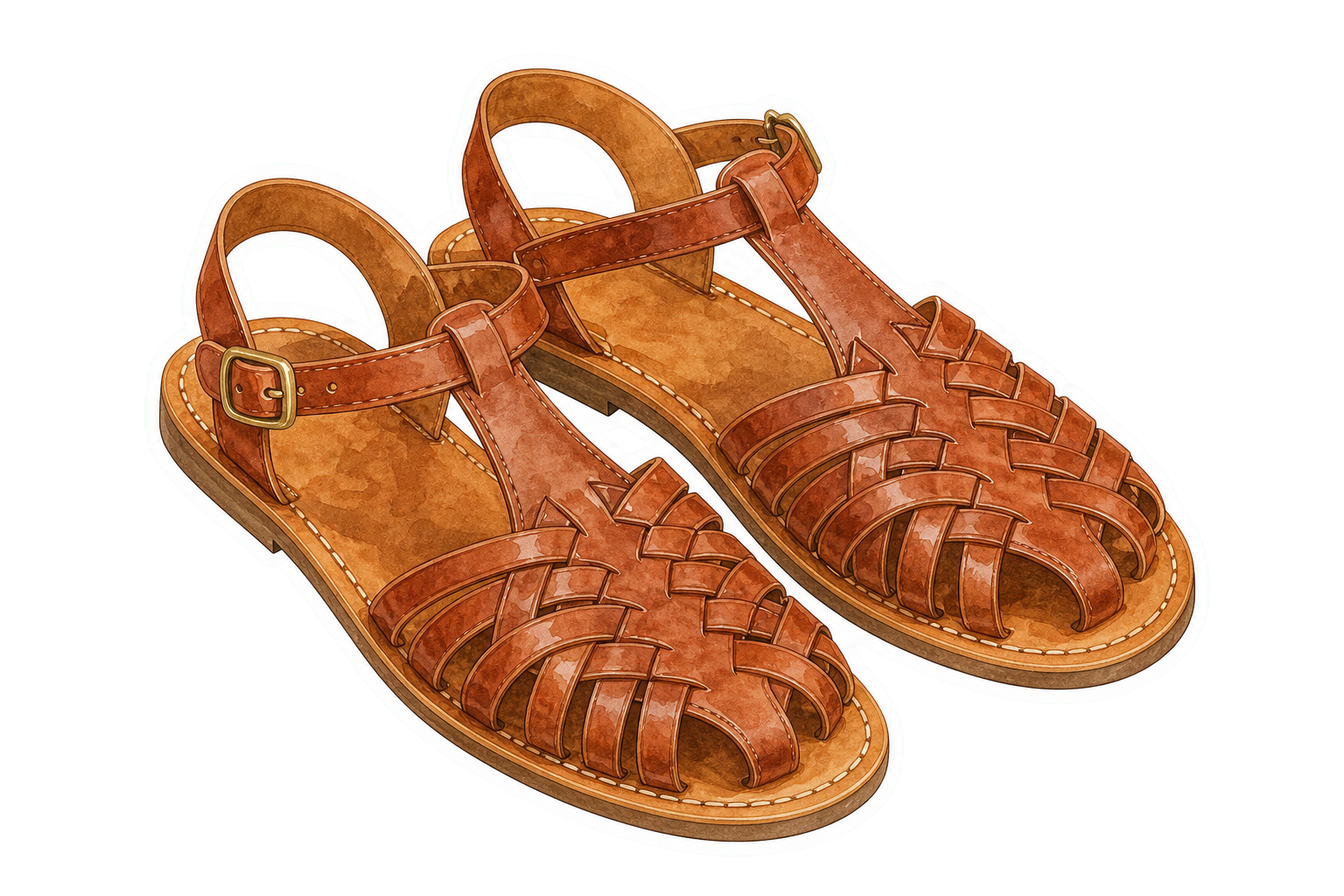 Dark Cognac Fisherman Huarache Sandals