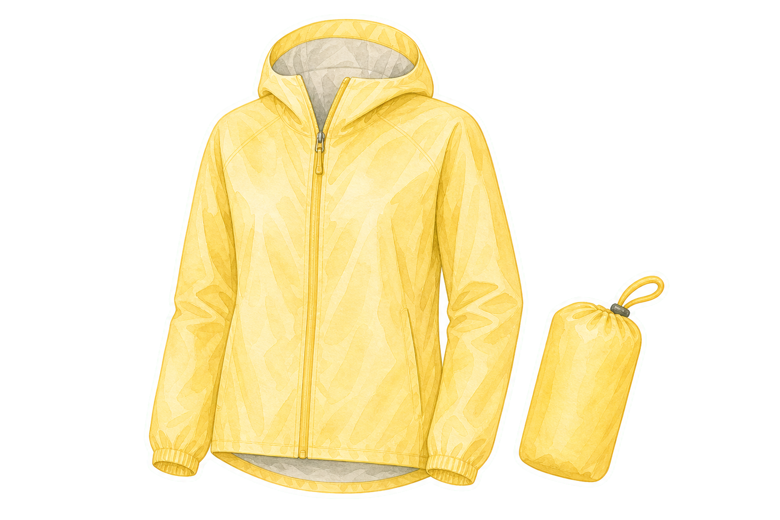 Lemon Yellow Packable Rain Shell
