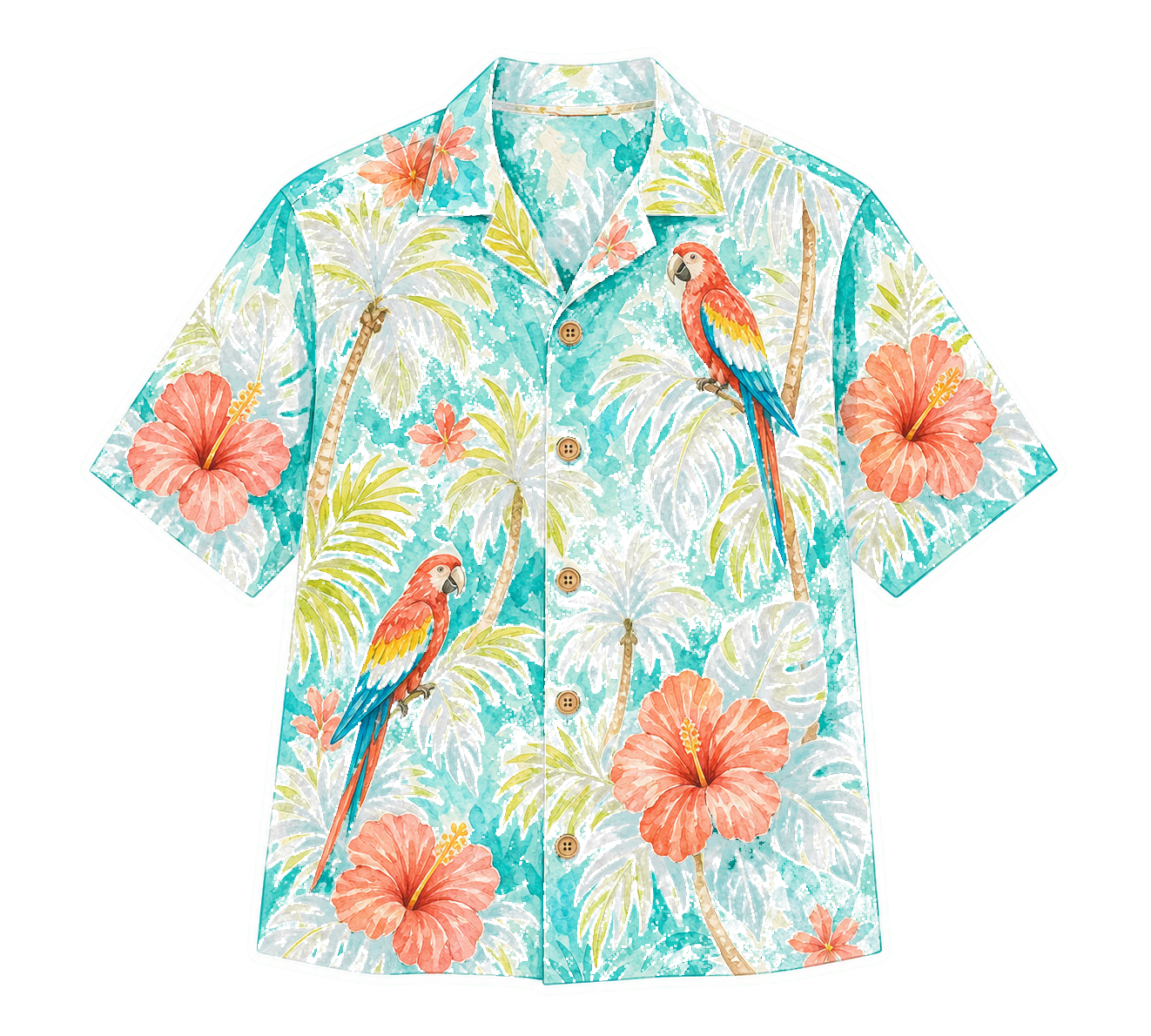 Turquoise Lime Tropical Hawaiian Shirt