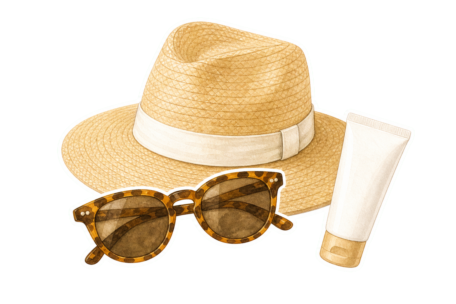 Packable Straw Hat Sunglasses And Mineral SPF