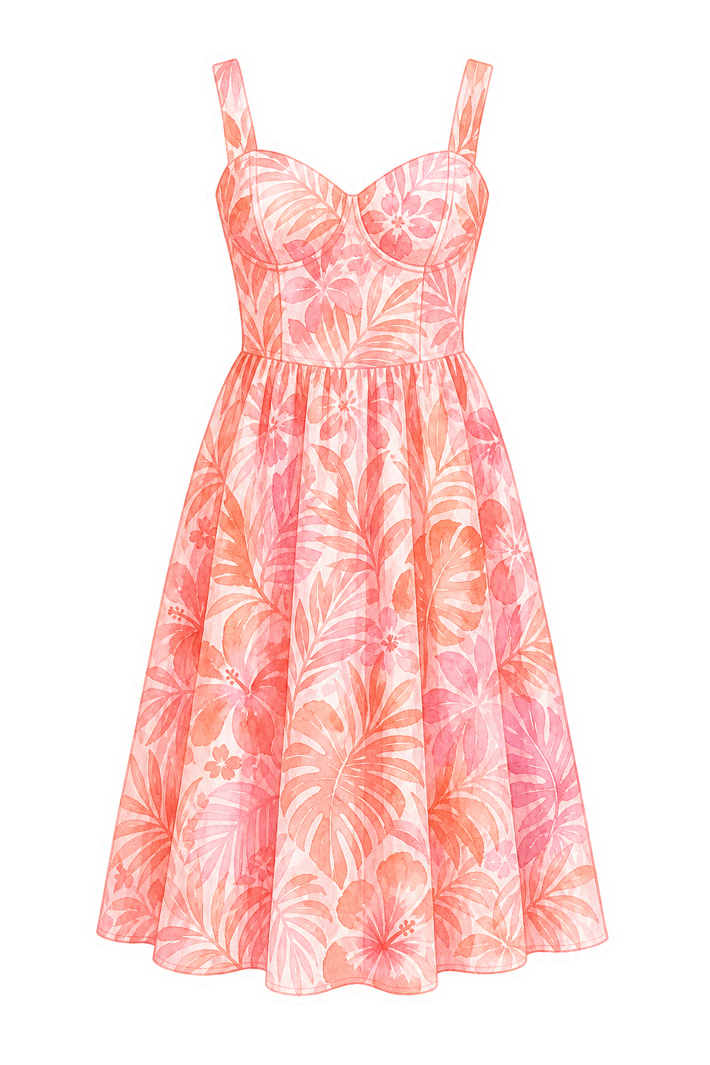 Coral Tropical Cotton Sundress