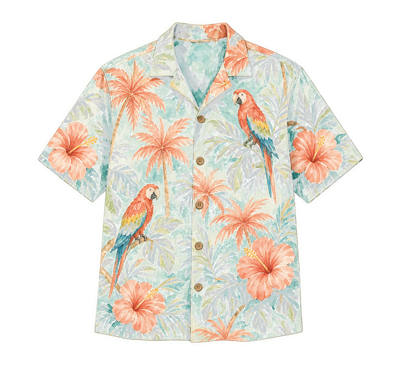 Aqua Coral Tropical Hawaiian Shirt
