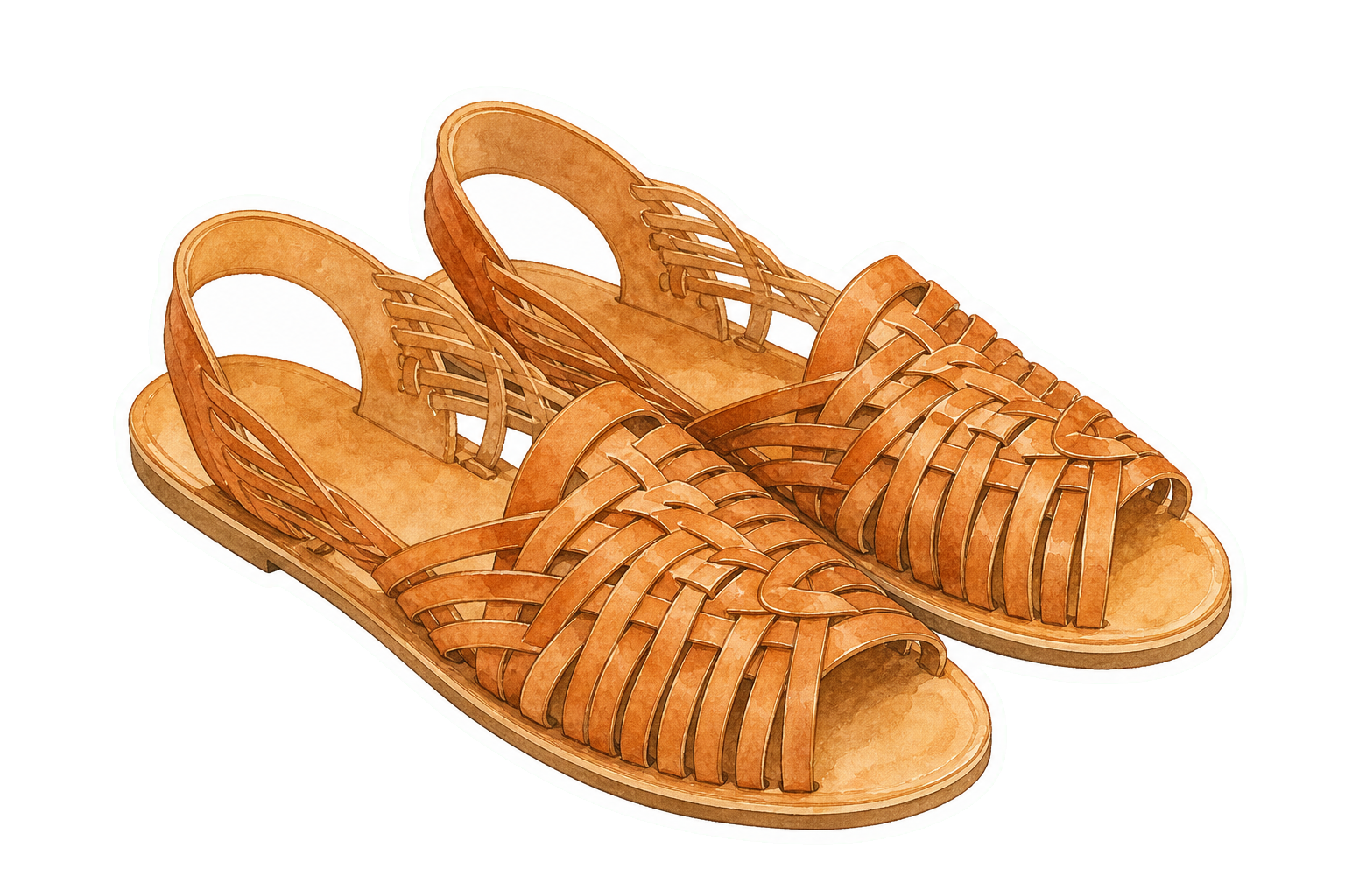 Cognac Leather Huarache Sandals