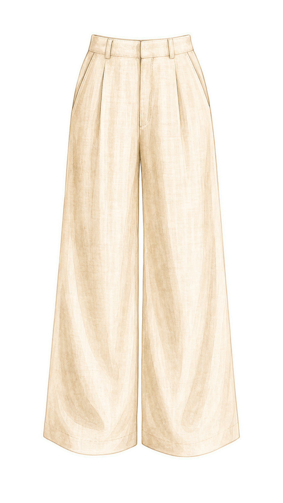 Natural Flax Linen Wide-Leg Trousers