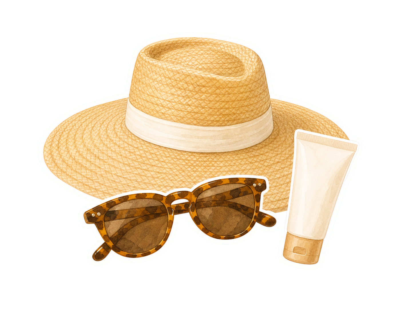 Straw Hat Tortoise Sunglasses And Mineral SPF